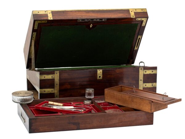 Front overview of the Captains Campaign Military Writing Box Compendium with the side drawer removed