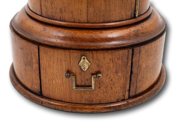 Close up of the bottom drawer and kite mark on the Country House Oak Letter Box Rodrigues