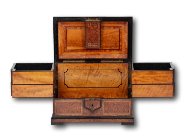 Amboyna Tiered Jewellery Box with both sides open