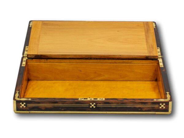 Bottom compartment of the Coromandel Harlequin Writing Box Austin