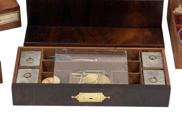 Close up of the Rosewood Apothecary Cabinet contents