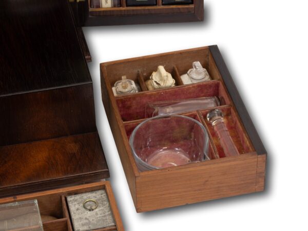 Close up of the Rosewood Apothecary Cabinet contents