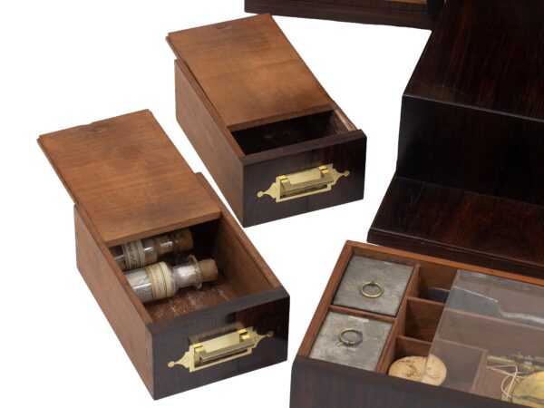 Close up of the Rosewood Apothecary Cabinet contents