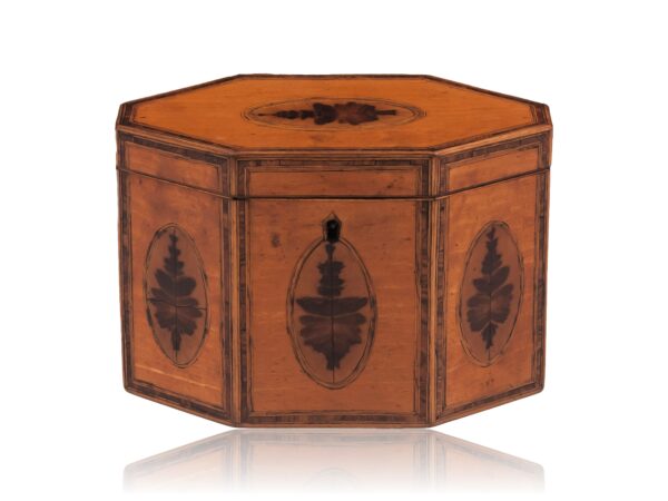 Front of the Satinwood Octagonal Tea Caddy