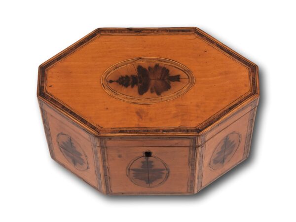 Top of the Satinwood Octagonal Tea Caddy