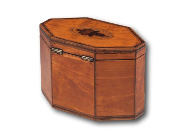 Rear overview of the Satinwood Octagonal Tea Caddy