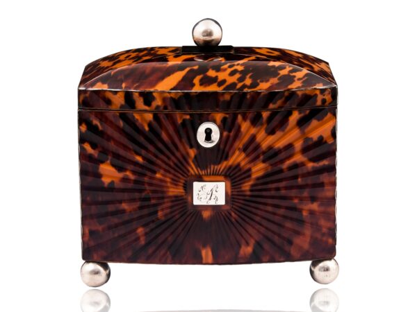 Front of the Starburst Pressed Tortoiseshell Tea Caddy