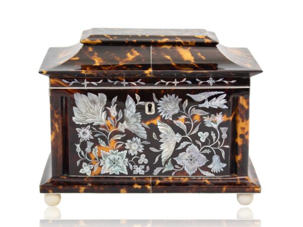 Front of the Tortoiseshell and Mother of Pearl Tea Caddy