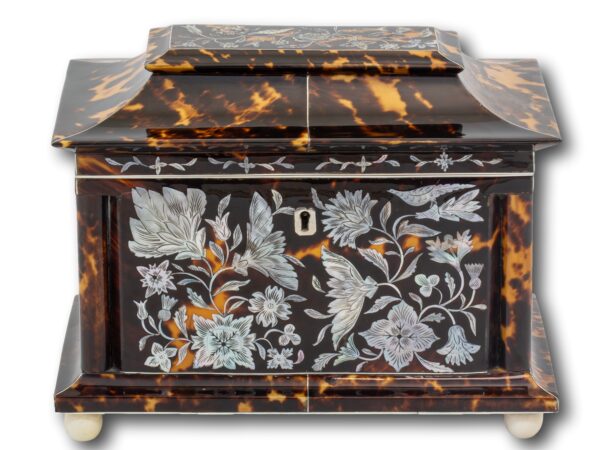 Front of the Tortoiseshell and Mother of Pearl Tea Caddy