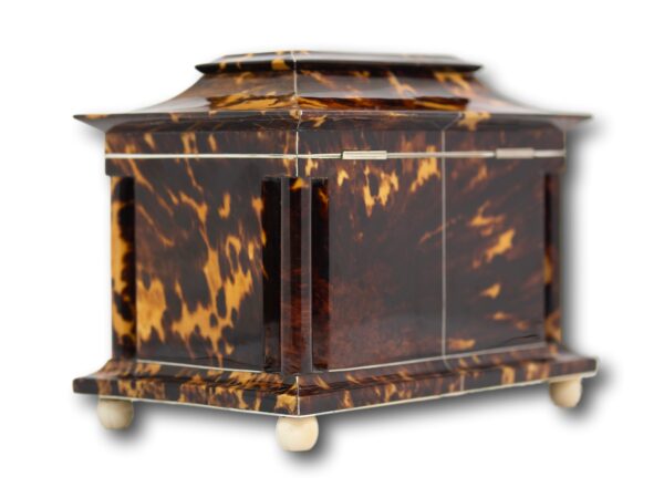 Rear overview of the Tortoiseshell and Mother of Pearl Tea Caddy