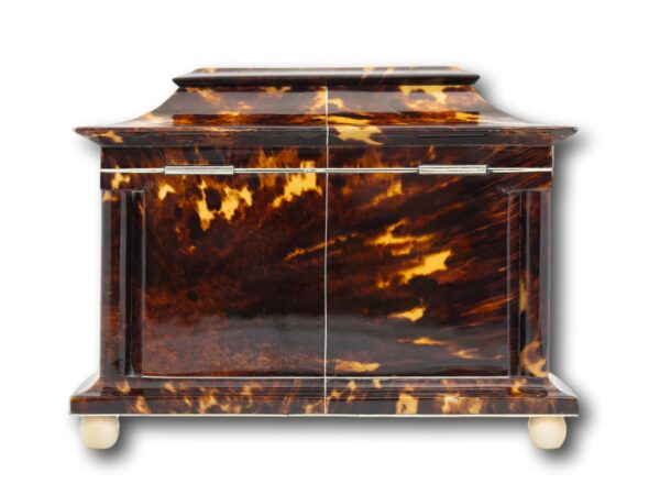 Rear of the Tortoiseshell and Mother of Pearl Tea Caddy