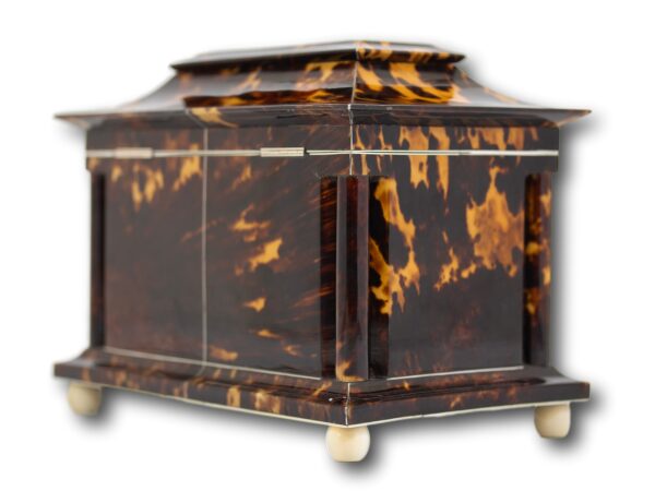 Rear overview of the Tortoiseshell and Mother of Pearl Tea Caddy