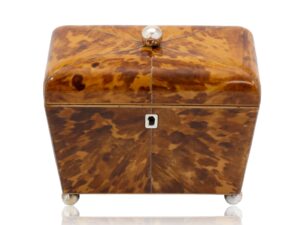 Front overview Blonde Tortoiseshell Tea Caddy