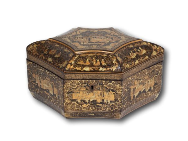 Front of the Chinese Export Lacquer Tea Caddy