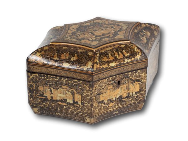 Front overview of the Chinese Export Lacquer Tea Caddy