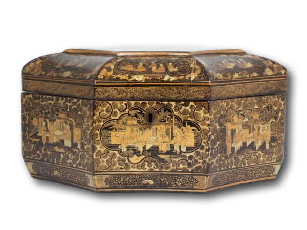 Front of the Chinese Export Lacquer Tea Caddy