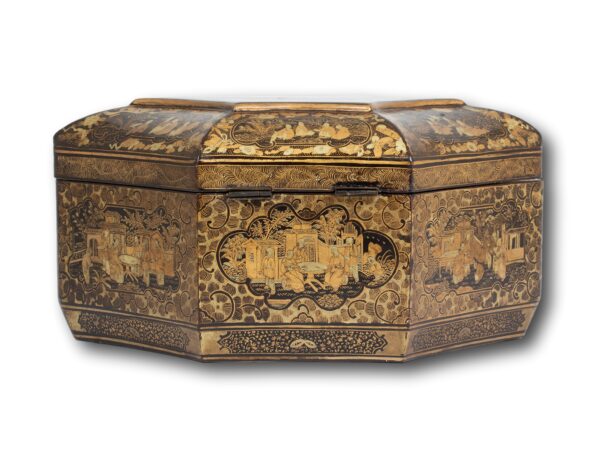 Rear of the Chinese Export Lacquer Tea Caddy