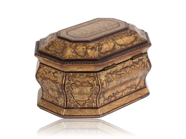 Rear overview of the Miniature Chinese Export Lacquer Tea Caddy