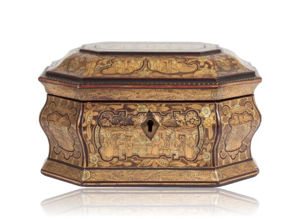 Front of the Miniature Chinese Export Lacquer Tea Caddy