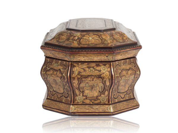 Side of the Miniature Chinese Export Lacquer Tea Caddy