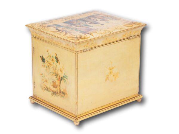 Rear overview of the Chinoiserie Japanned Sewing Cabinet