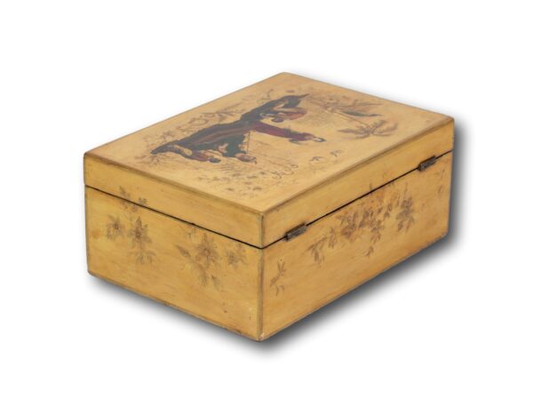 Rear overview of the Chinoiserie Japanned Sewing Box