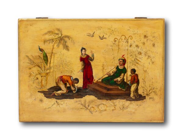 Top of the Chinoiserie Japanned Sewing Box