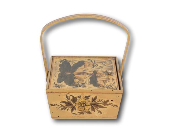 Side of the Chinoiserie Japanned Sewing Basket