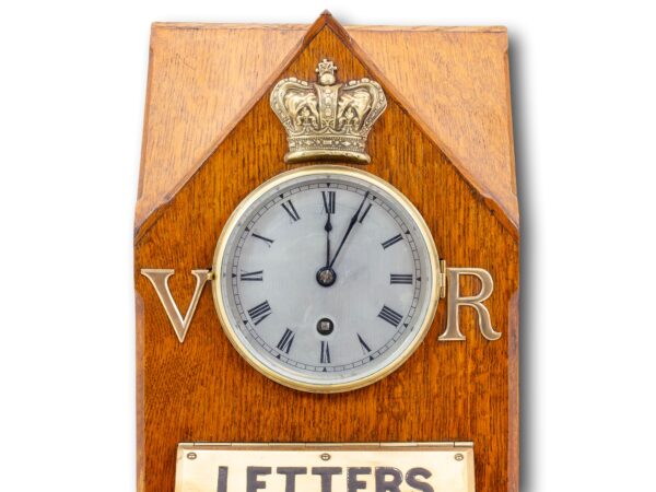 Close up of the top of the Country House Oak Letter Box Clock Tower