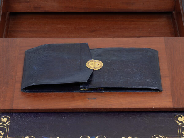 View of the top accessories box inside the Rosewood Writing Box David Edwards