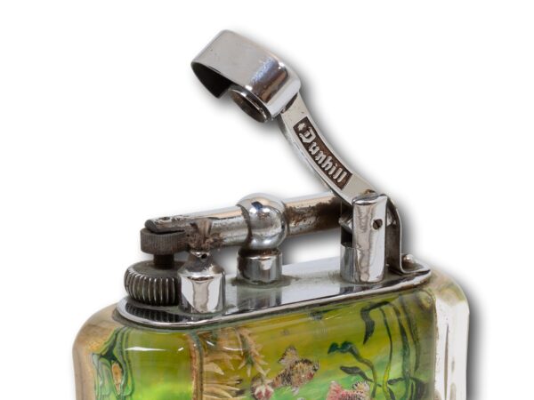 Close up of the petrol arm on the Dunhill Half-Giant Aquarium Table Lighter