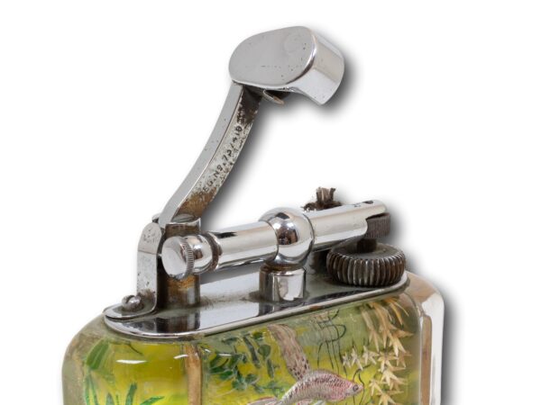 Close up of the petrol arm on the Dunhill Half-Giant Aquarium Table Lighter