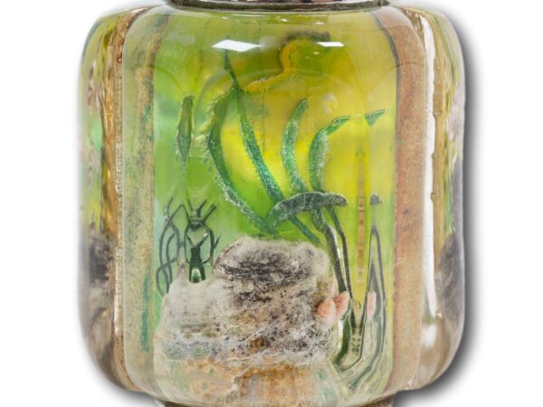 Close up of the aquarium scenes on the Dunhill Half-Giant Aquarium Table Lighter