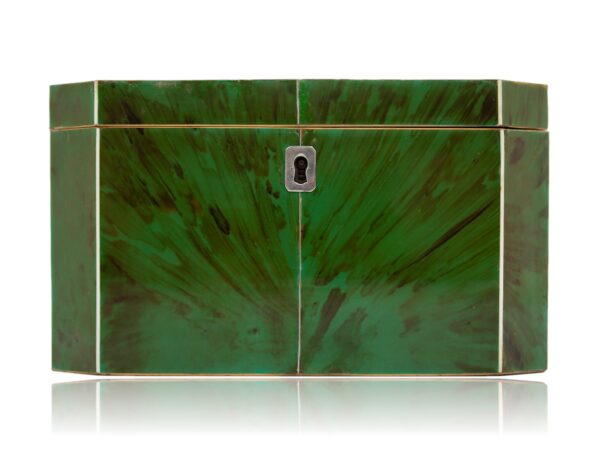 Front of the Green Tortoiseshell Tea Caddy