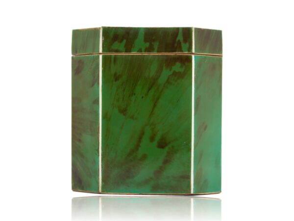 Side of the Green Tortoiseshell Tea Caddy