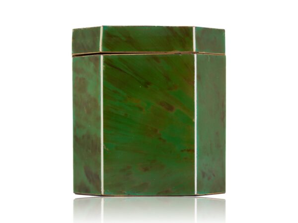 Side of the Green Tortoiseshell Tea Caddy