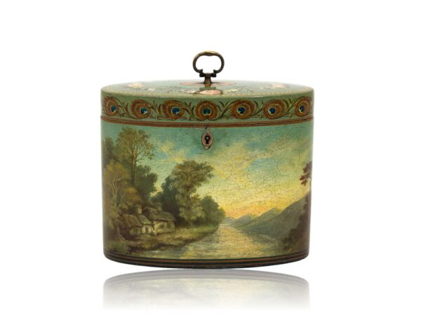 Front overview of the Henry Clay Papier Mache Tea Caddy