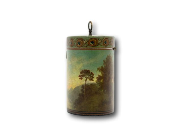 Side of the Henry Clay Papier Mache Tea Caddy