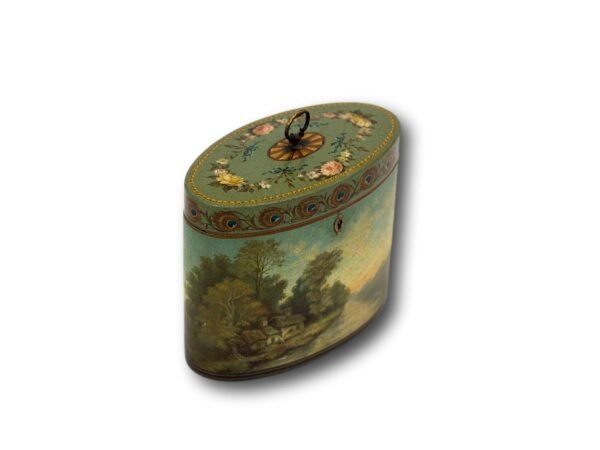 Top overview of the Henry Clay Papier Mache Tea Caddy