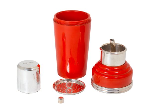 The Master Incolor Red Cocktail Shaker showing all the components