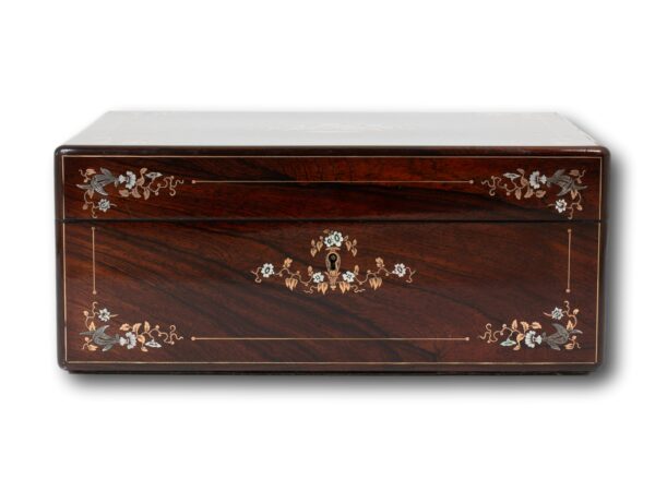 Front of the Rosewood Inlaid Sewing Box