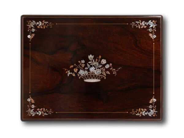 Lid of the Rosewood Inlaid Sewing Box