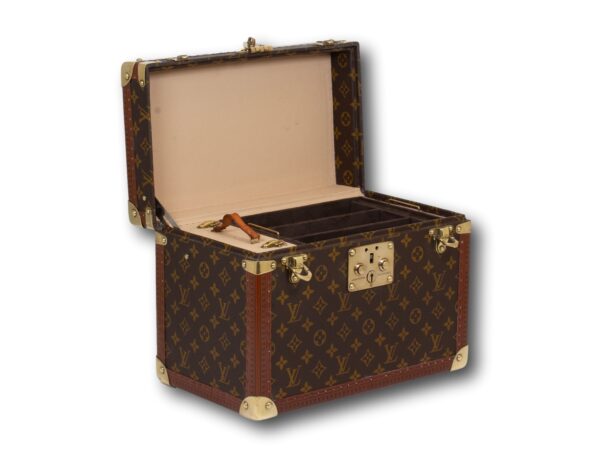 Front overview of the Vintage Louis Vuitton Jewellery Case with the lid up