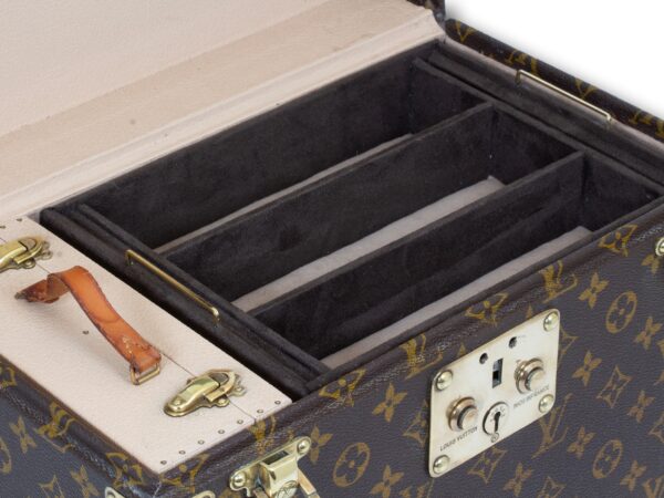 Close up of the interior on the Vintage Louis Vuitton Jewellery Case