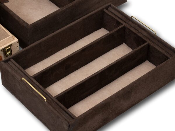 Close up of the interior tray from the Vintage Louis Vuitton Jewellery Case