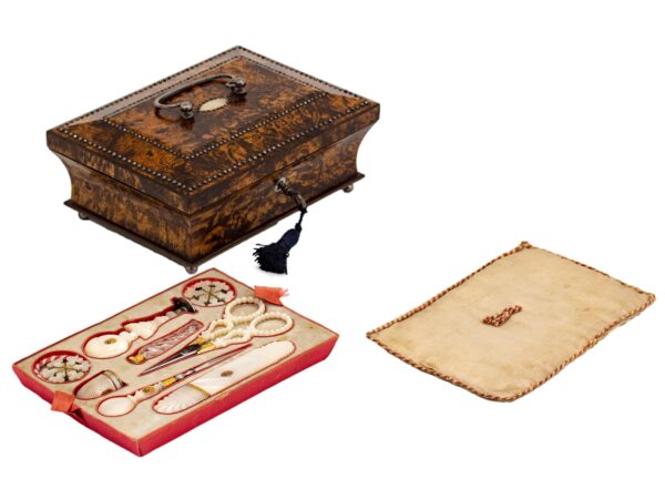 Palais Royal Mulberry Sewing Box with the lid up cushion and tool tray removed