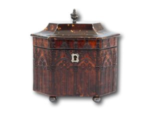 Front of the Pressed Tortoiseshell Gothic Tea Caddy