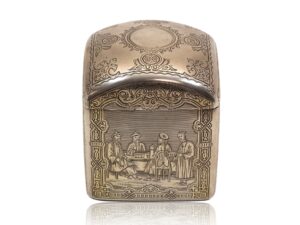 Front overview of the Russian Silver Chinoiserie Tea Caddy