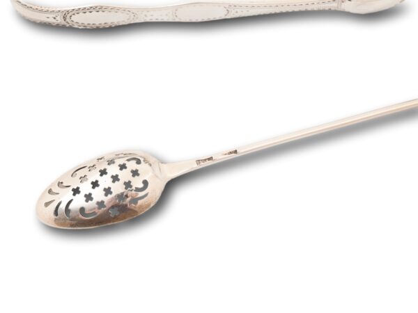 Close up of the silver mote spoon from the Shagreen and Silver Tea Spoon Box