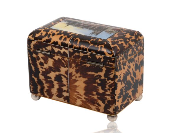 Rear overview of the Tortoiseshell London Houses of Parliament Tea Caddy